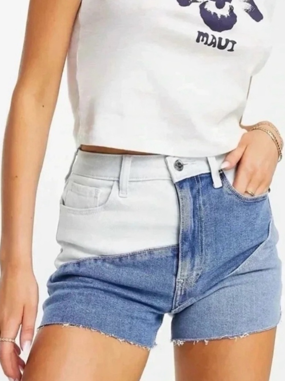 Hollister NWT Ultra High Rise Mom Shorts 
Patchwork  Denim Jean Size 9 29W